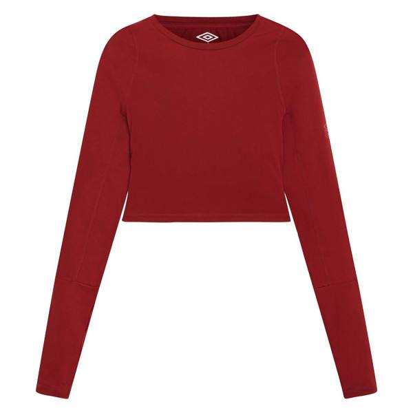 Umbro Womens/Ladies Pro Long-Sleeved Training Crop Top - Sundried Tomato - 