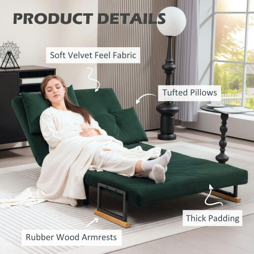 Wyld Haus Dorama Riri Green 4 In One Convertible Double Sofa Bed With Cushions