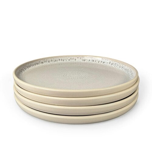 Scandi Home Stockholm Ceramic Dinner Plates, Set of 4, 27cm, Oatmeal Reactive Glaze