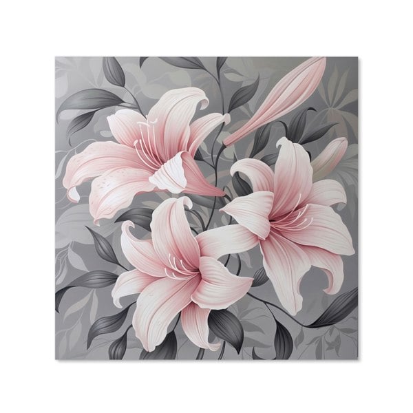 Warren Reed - Designer Pink Lilies On Grey Kitchen Splashback