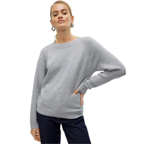 Vero Moda Womens/Ladies Plain Knitted Jumper - Light Grey Melange - 