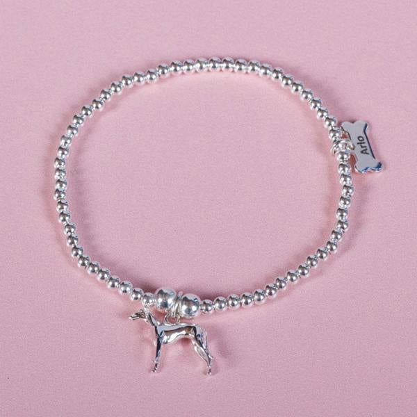 Whippet Silver Ball Bead Bracelet - Personalised - MYLEE London