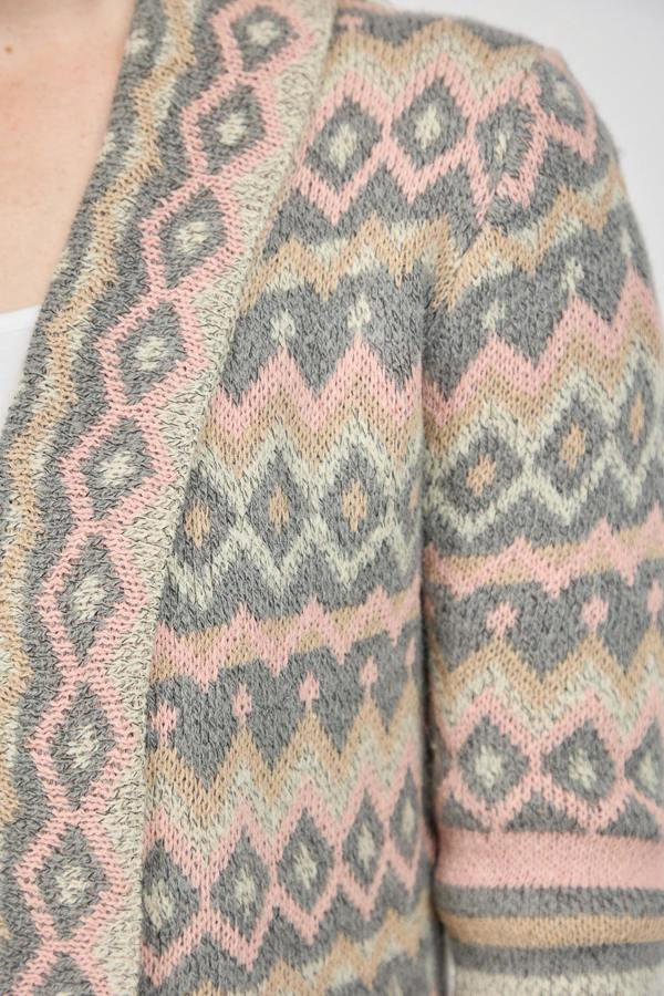 Mudflower Aztec Print Bordered Fringed Longline Cardigan