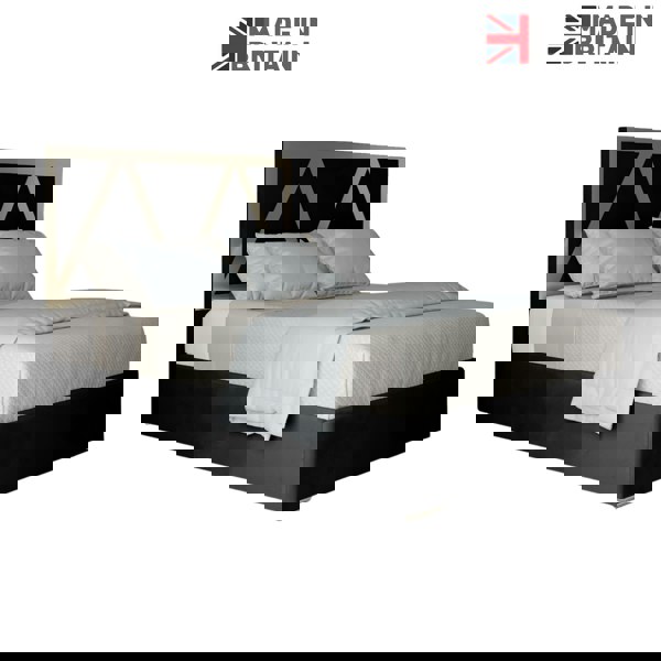 Casa Magna Alison Upholstered Soft Velvet Metal Bed Frame - Black