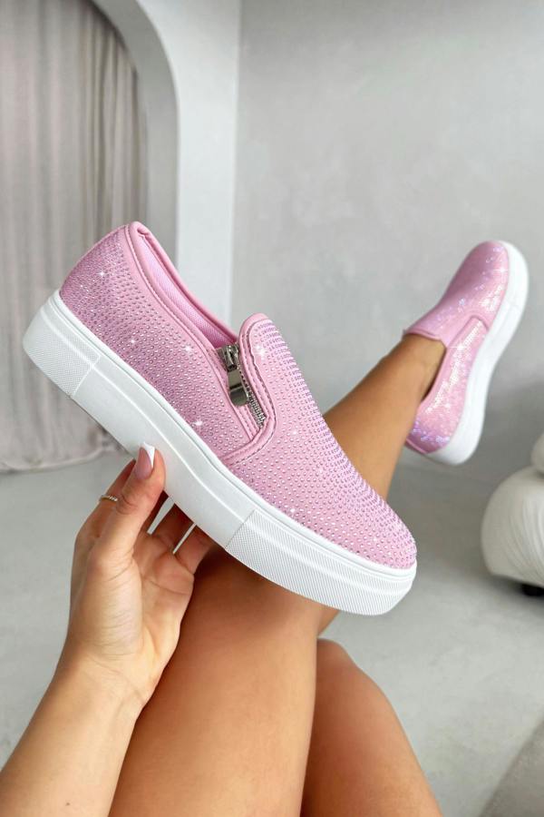 Crystal Deluxe Zip Pumps Limited Edition Trainers Pink