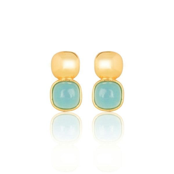 Lila Rasa Glossy Gold & London Blue Crystal Stud