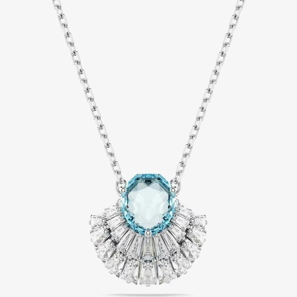 Swarovski Idyllia Rhodium Plated Blue Crystal Shell Necklace 5689195