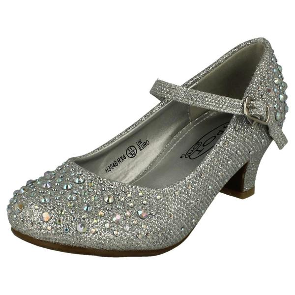 Spot On Girls Junior Spot On Sparkly Kitten Heel Party Shoes