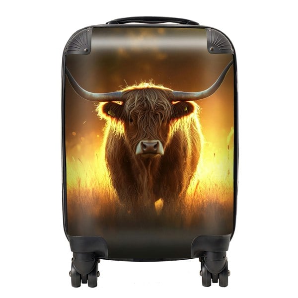 Warren Reed Highland Cow Sunset Suitcase