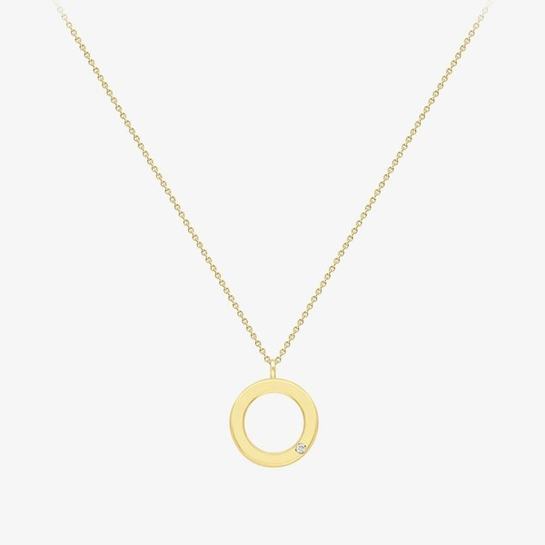 T. H. Baker 9ct Yellow Gold Diamond Open Circle Necklace 12125147271