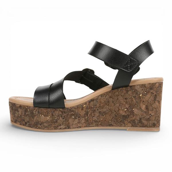 Blowfish Malibu Ali - Women's Black Wedge Strappy Espadrille Heel Sandals