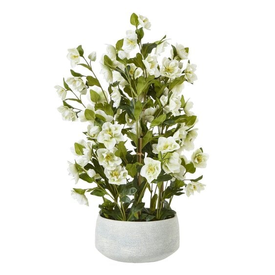 Wyld Haus Large Artificial Plant White Hellebore Flowers In Grey Pot