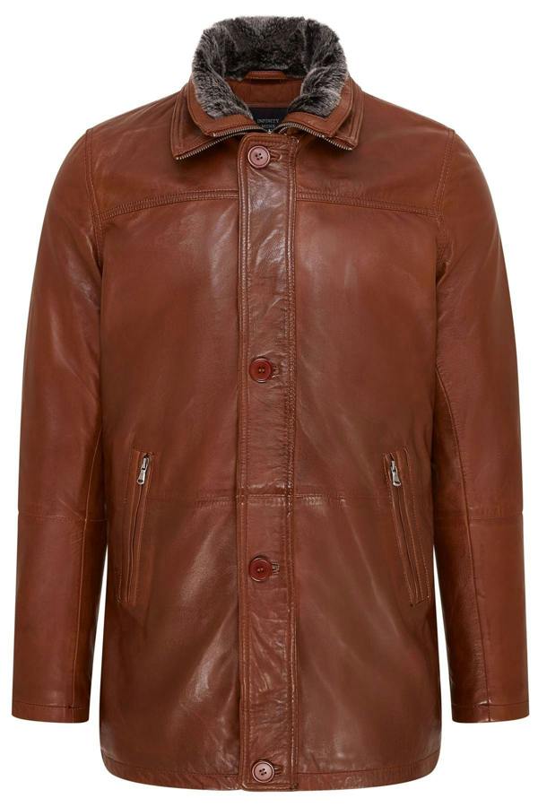Infinity Leather Mens Mid-Length Warm Leather Trench Coat - Varkaus