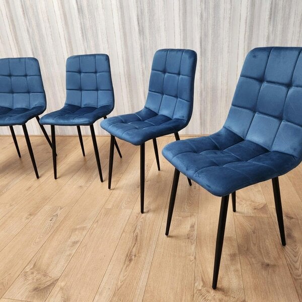 Kosy Koala Dining Chairs Set of 4 Blue Velvet Kitchen Chairs