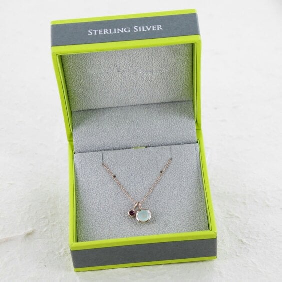 Reeves & Reeves Sterling Silver Iris Moon and Garnet Necklace