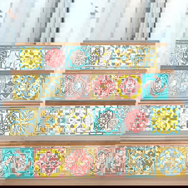 WT1521 Malia Colourful Tiles Mix Wall Stickers - 15 cm x 15 cm - 24 pcs.