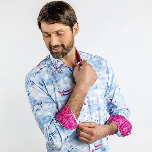 RED ARROW PLANES PRINT SHIRT – Premium Men's Patterned Shirt by Claudio Lugli | Bold Design, Tailored Fit, Best Printed Shirts