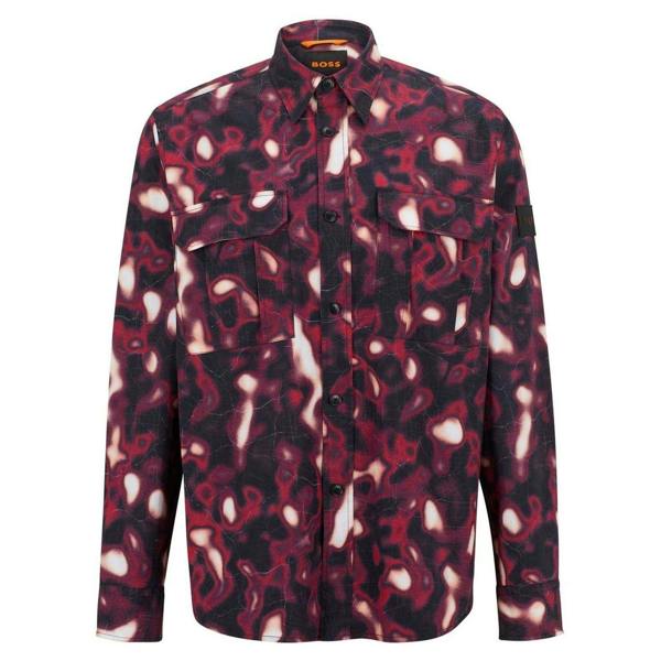 Boss Mens Abstract Long-Sleeved Shirt - Medium Pink - 