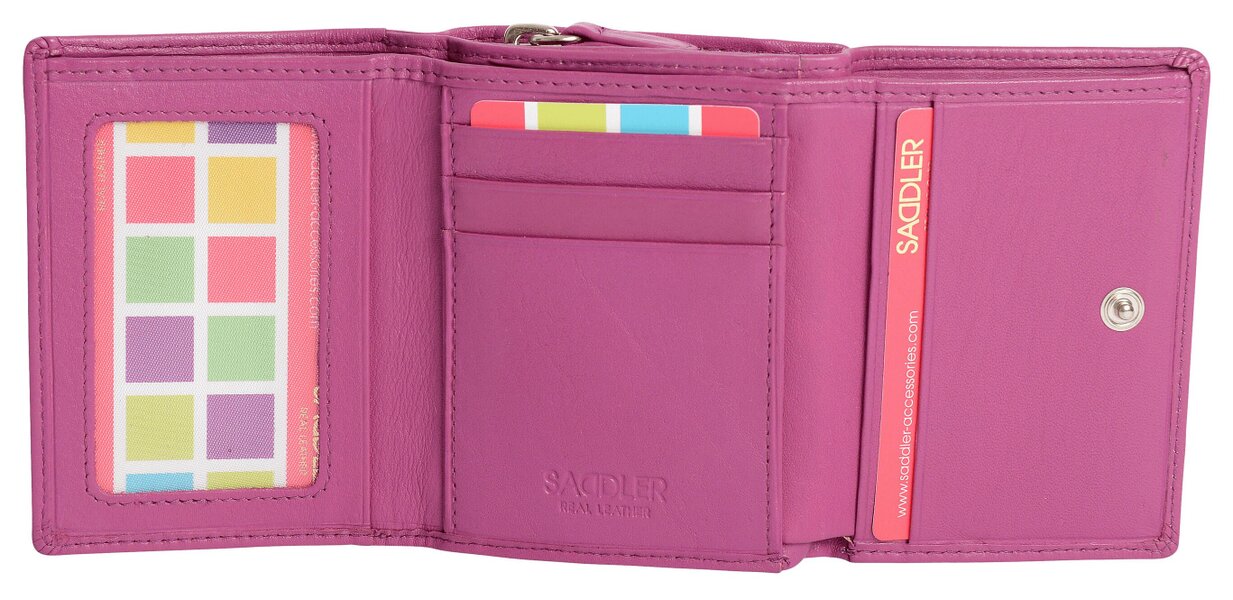 SADDLER CARLA Handmade Leather Compact Trifold Purse – RFID Protected | 5 Card Slots, ID Window & Zipped Coin Pocket | Gift Boxed
