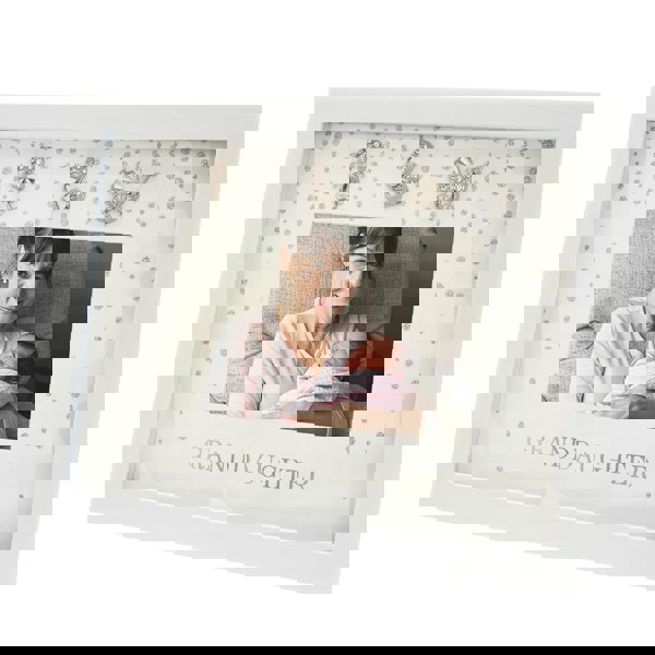 Modern Granddaughter 4x6 White Frame with Silver Foil Falling Dots Image 1