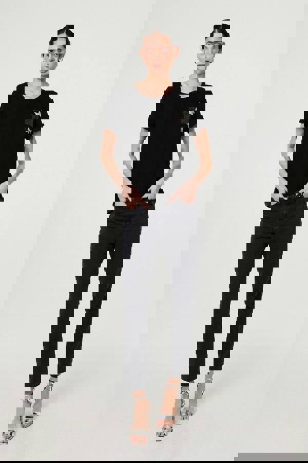 Black | Metallic Star Detail Relaxed T-Shirt
