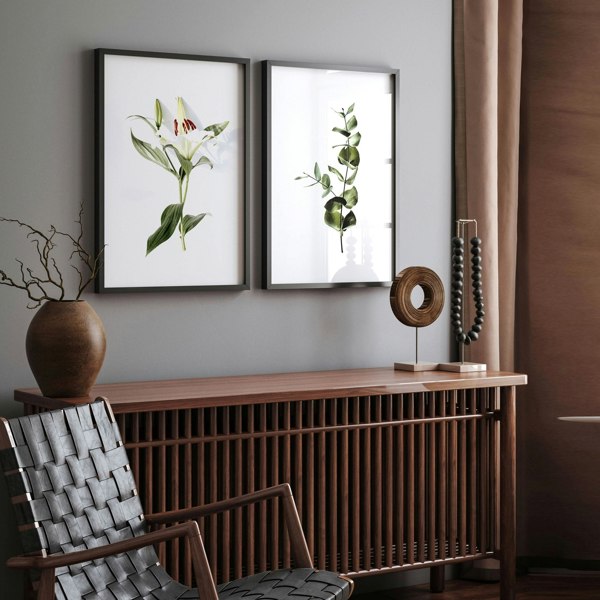 Wall prints for living room | Set of 2 Botanical wall art