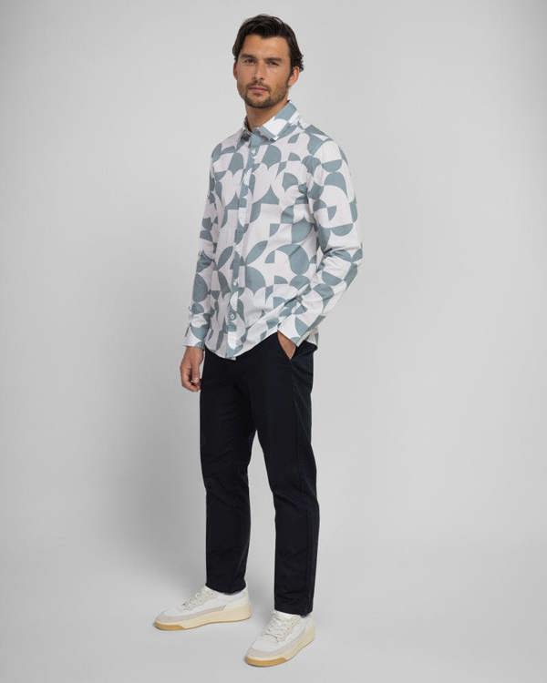 Steel & Jelly Men’s Wilmslow Abstract Circle Print Long Sleeve Shirt