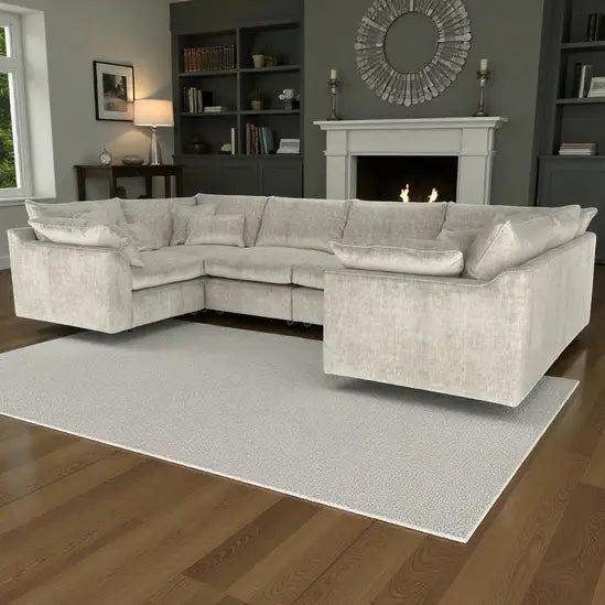 Snug Furniture Milano U Shaped Corner Sofa Full Back Stone