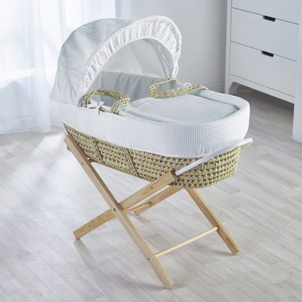 Kinder Valley White Waffle with Bows Moses Basket Bedding Set