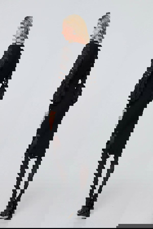 Black | Long Sheer Sleeve Bodycon Knit Dress
