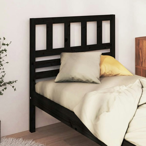 Berkfield Bed Headboard Black 81x4x100 cm Solid Wood Pine