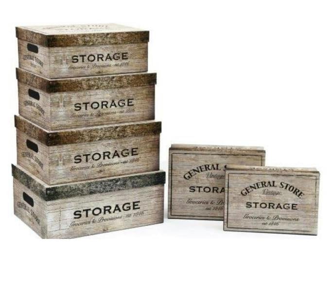 Sil PACK OF 6 CARDBOARD STORAGE BOXES