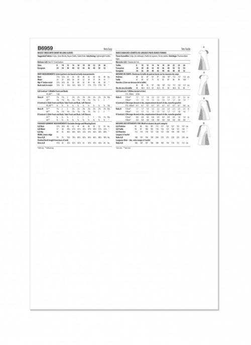 Butterick Sewing Pattern 6959, Dresses for Women, B5 (8-10-12-14-16) - Easy
