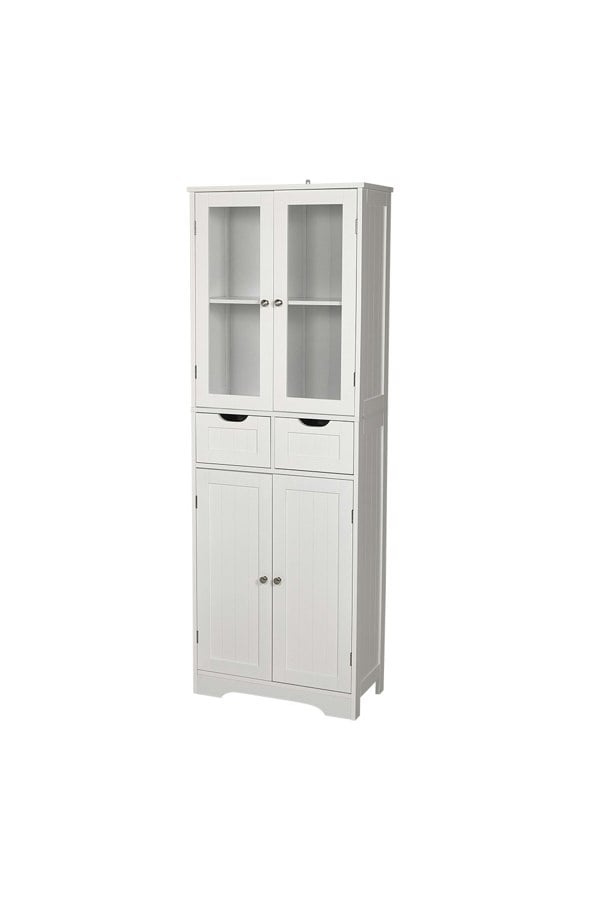 Living and Home Modern Tall Glass Door Cabinet for Bathroom & Livingroom