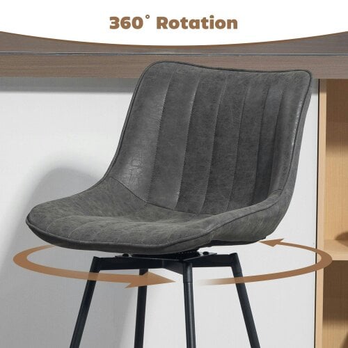 Wyld Haus Pahara Set Of 2 Grey Faux Leather Swivel Bar Chairs