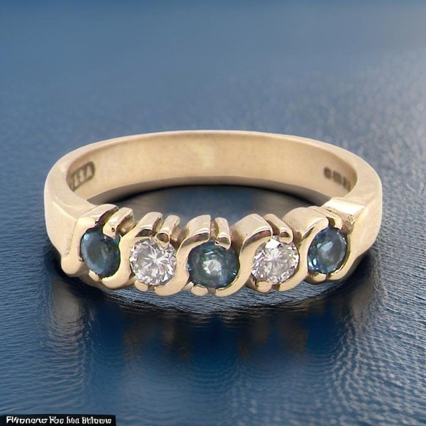 Vintage Tom A half hoop Blue Topaz and Diamond ring