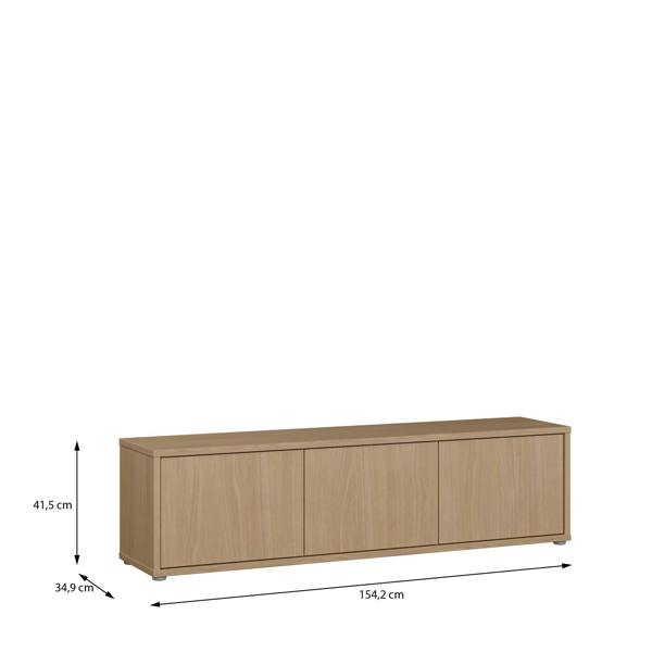 Furniture To Go Alice Springs Wide TV Cabinet with 3 Doors Push-to-Open in Elegancia Oak
