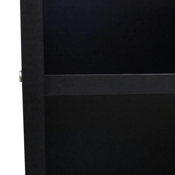 Sleek black A1200 retail shop counter featuring a smooth finish and sturdy construction, ideal for modern retail environments