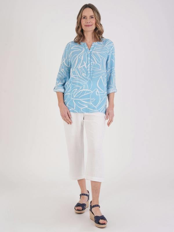 TIGI Linear Palm Textured Viscose Top