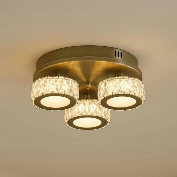 Pagazzi Lighting Dilan 3 Light Antique Brass LED Flush Ceiling Light