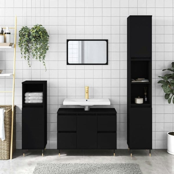 Berkfield Bathroom Cabinet Black 80x33x60 cm Engineered Wood