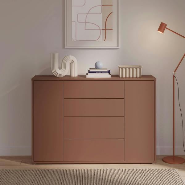 Furniture To Go Alice Springs Wide Sideboard with 4 Drawers & 2 Doors with Push-to-Open in Terracotta