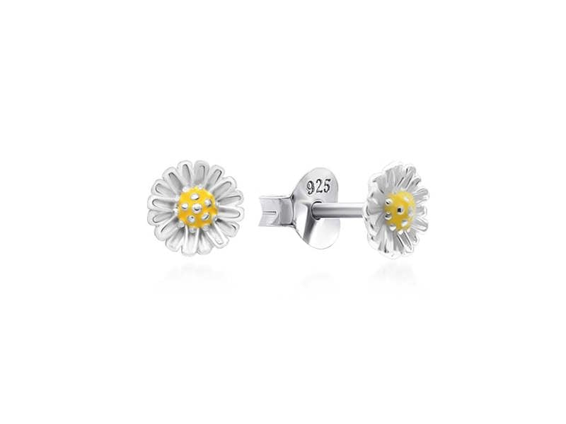 Cooksongold 925 Sterling Silver Daisy Flower Design Earrings, Stud Earrings