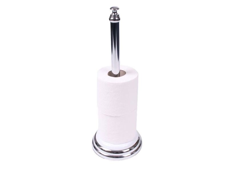 Showerdrape Opera White/Chrome Freestanding Spare Toilet Roll Holder