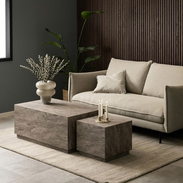 Furniture To Go Dice Coffee Table Set in Grey Marble Effect