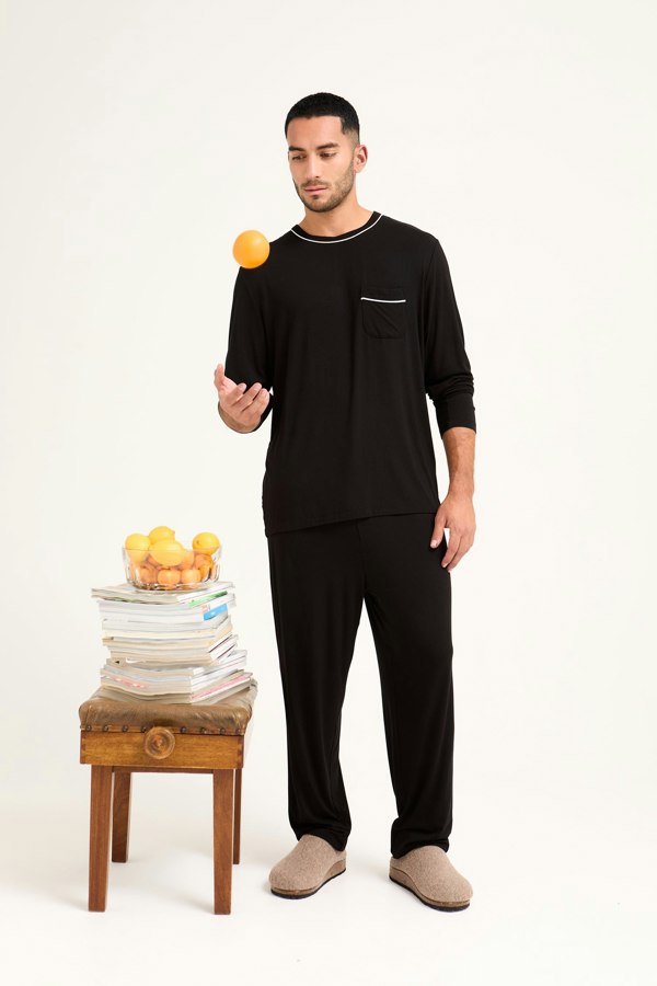 Mister You Bamboo Pyjama Set in Black - Pajamas