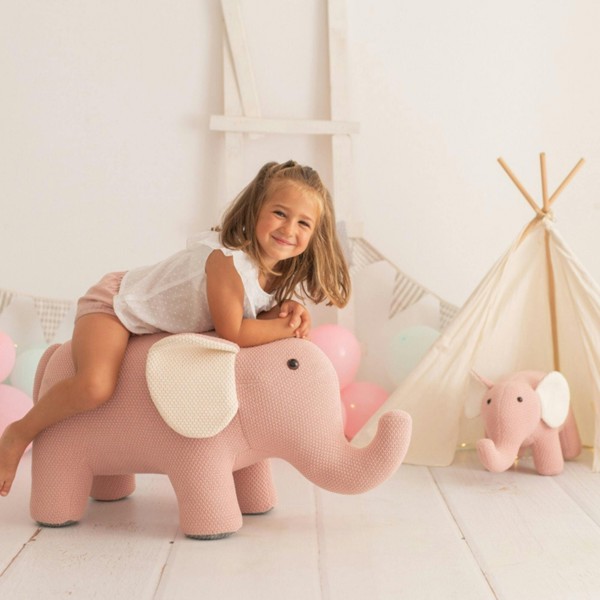 CROCHETTS Set of 2 cotton elephant plush toys (Large + Mini) PLTR02LTM03