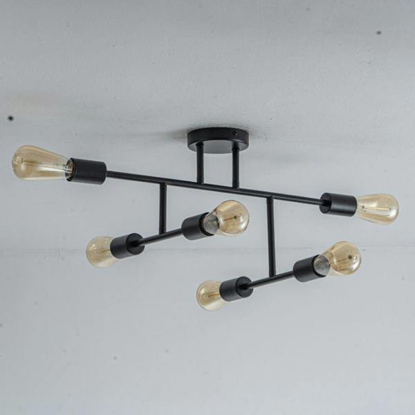Pagazzi Lighting Leni 6-Light Black Semi-Flush Ceiling Light