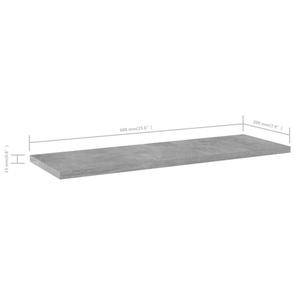 Berkfield Bookshelf Boards 4 pcs Concrete Grey 60x20x1.5 cm Engineered Wood