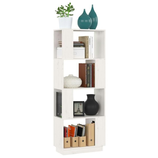 Berkfield Book Cabinet/Room Divider White 51x25x132 cm Solid Wood Pine
